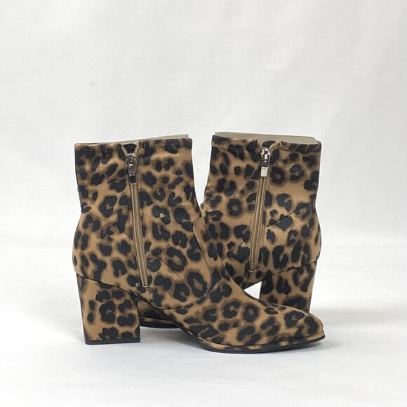 Marc Fisher Leopard Print Block Heel Faux Suede Stretch Bootie 8 & 8.5 - Picture 2 of 7